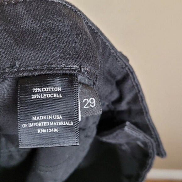 Parker Smith Black Straight Leg Crop Jeans Gingham Patch Black Size 29 - Picture 11 of 12